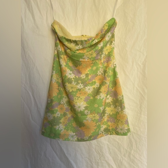 Princess Polly colorful floral mini strapless dress Size 6 NEW - Picture 3 of 10
